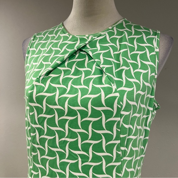 New York & Company Green Geometric A-Line Dress | Size L | Sleeveless - Picture 2 of 11